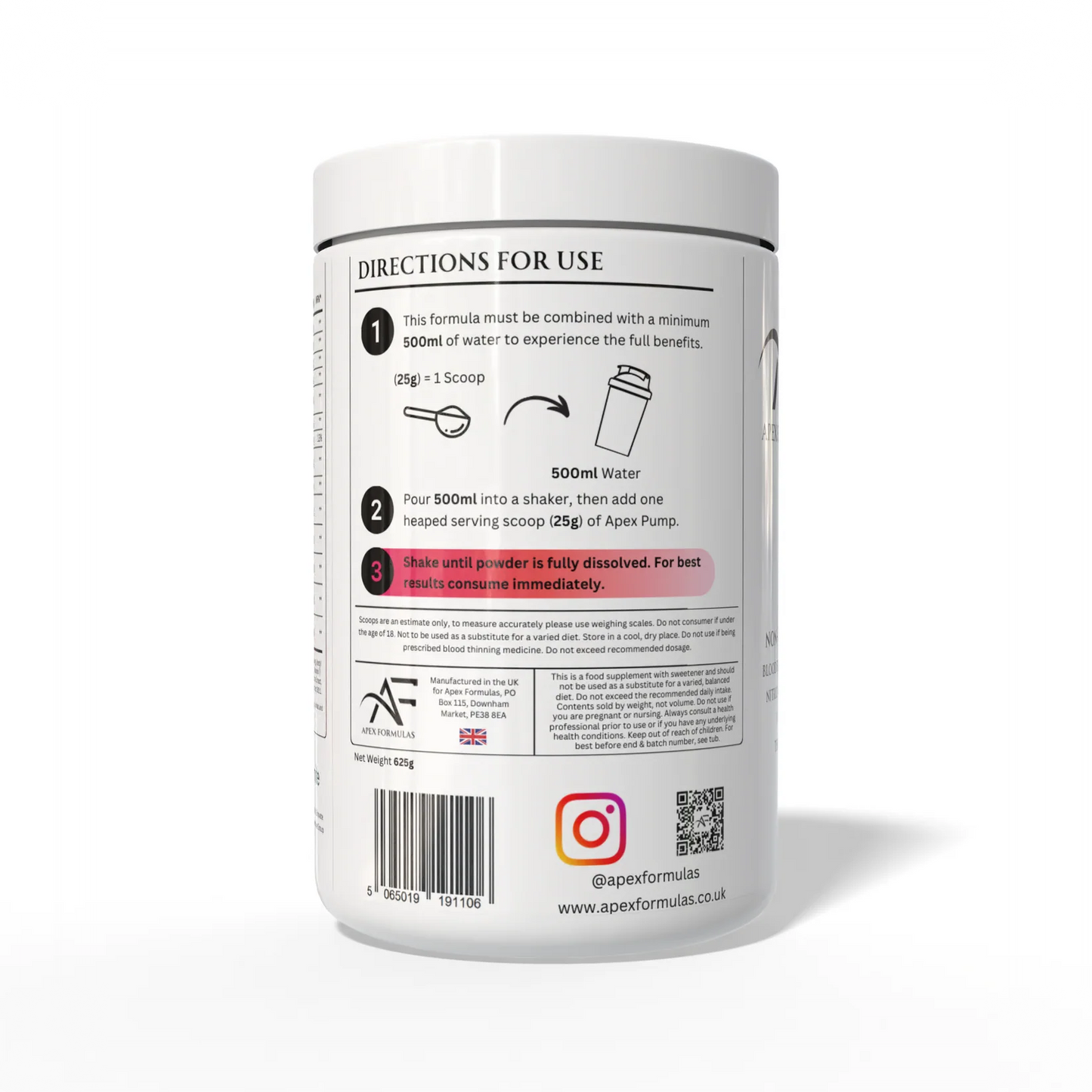 Apex Formulas, Apex Pump, Raspberry Rush - 625g