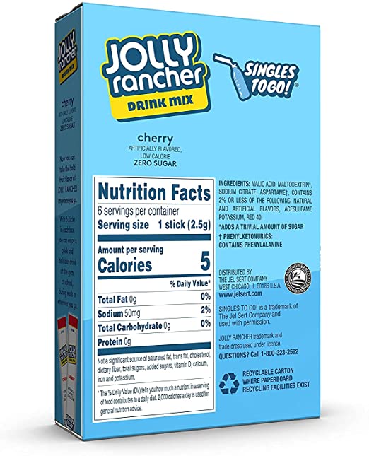 Jolly Rancher Singles to Go, Cherry - 6 Sticks