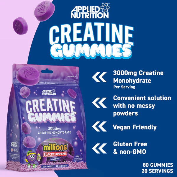 Applied Nutrition, Creatine Gummies, Millions Blackcurrant - 80 gummies