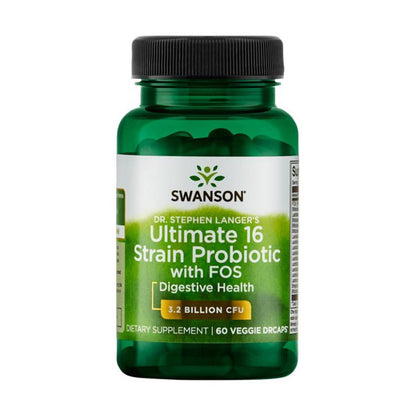 Swanson, Dr. Stephen Langer's Ultimate 16 Strain Probiotic with FOS, 3.2 Billion CFU - 60 Capsules