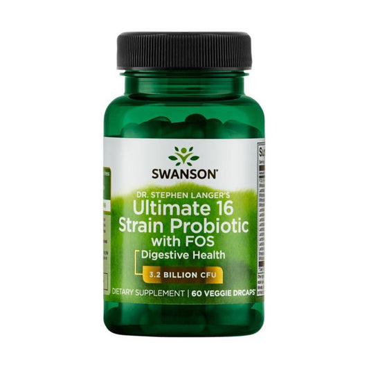 Swanson, Dr. Stephen Langer's Ultimate 16 Strain Probiotic with FOS, 3.2 Billion CFU - 60 Capsules