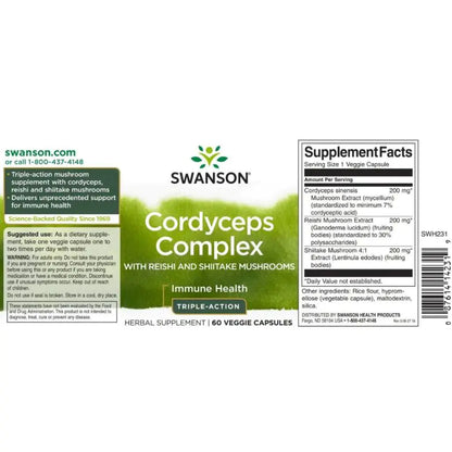 Swanson, Cordyceps Complex with Reishi and Shiitake Mushrooms - 60 Capsules