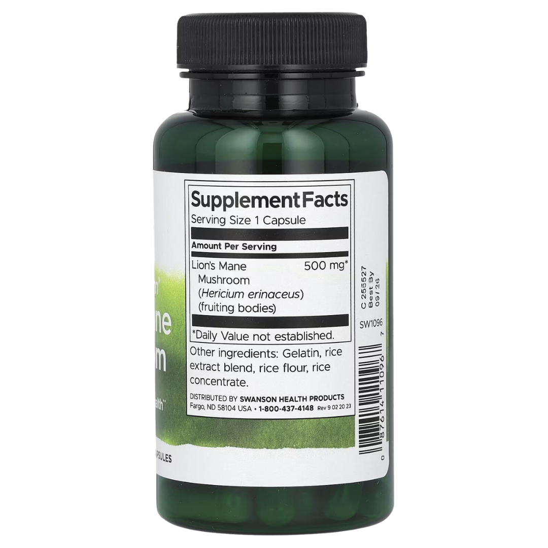 Swanson Full Spectrum Lion's Mane Mushroom, 500 mg - 60 Capsules