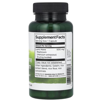 Swanson Full Spectrum Lion's Mane Mushroom, 500 mg - 60 Capsules
