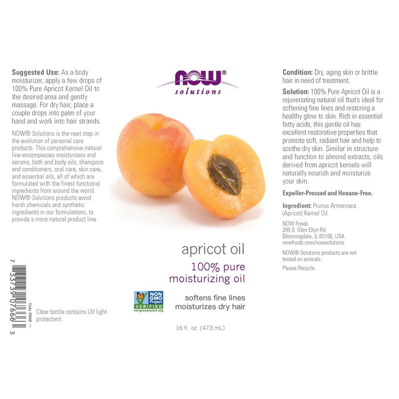 NOW Foods Apricot Oil - 473 ml.